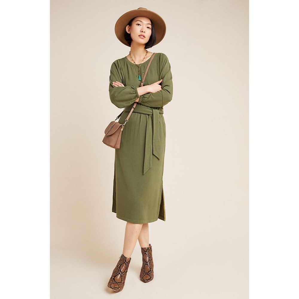 NWT!! ANTHROPOLOGIE ~ Small Thalia Midi Dress Moss